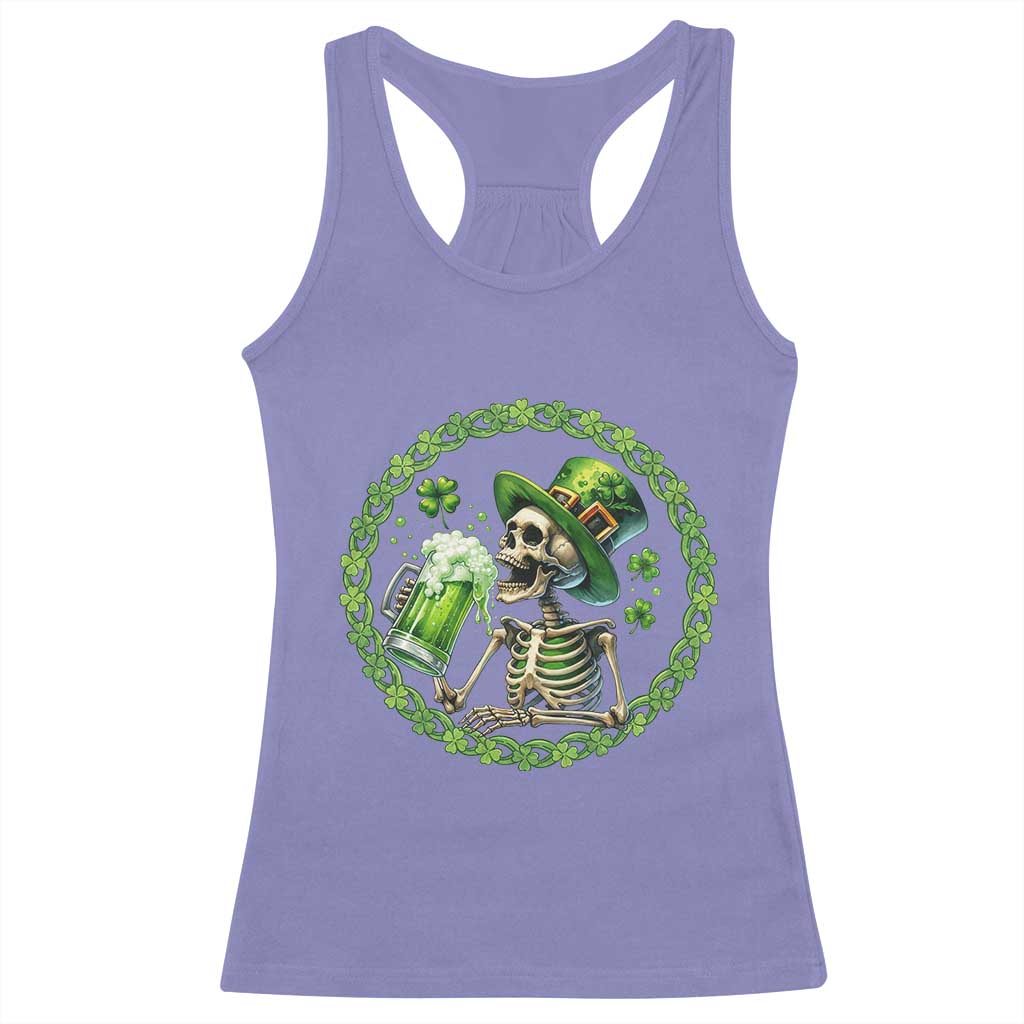 Lucky Irish Skeleton St Patricks Day Racerback Tank Top Beer Lover