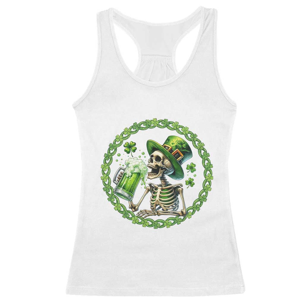 Lucky Irish Skeleton St Patricks Day Racerback Tank Top Beer Lover