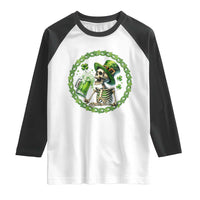 Lucky Irish Skeleton St Patricks Day Raglan Shirt Beer Lover