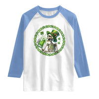 Lucky Irish Skeleton St Patricks Day Raglan Shirt Beer Lover