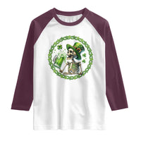 Lucky Irish Skeleton St Patricks Day Raglan Shirt Beer Lover