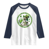 Lucky Irish Skeleton St Patricks Day Raglan Shirt Beer Lover