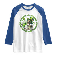 Lucky Irish Skeleton St Patricks Day Raglan Shirt Beer Lover