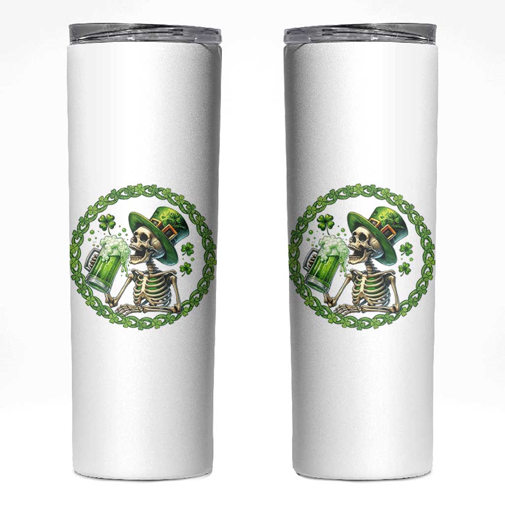 Lucky Irish Skeleton St Patricks Day Skinny Tumbler Beer Lover