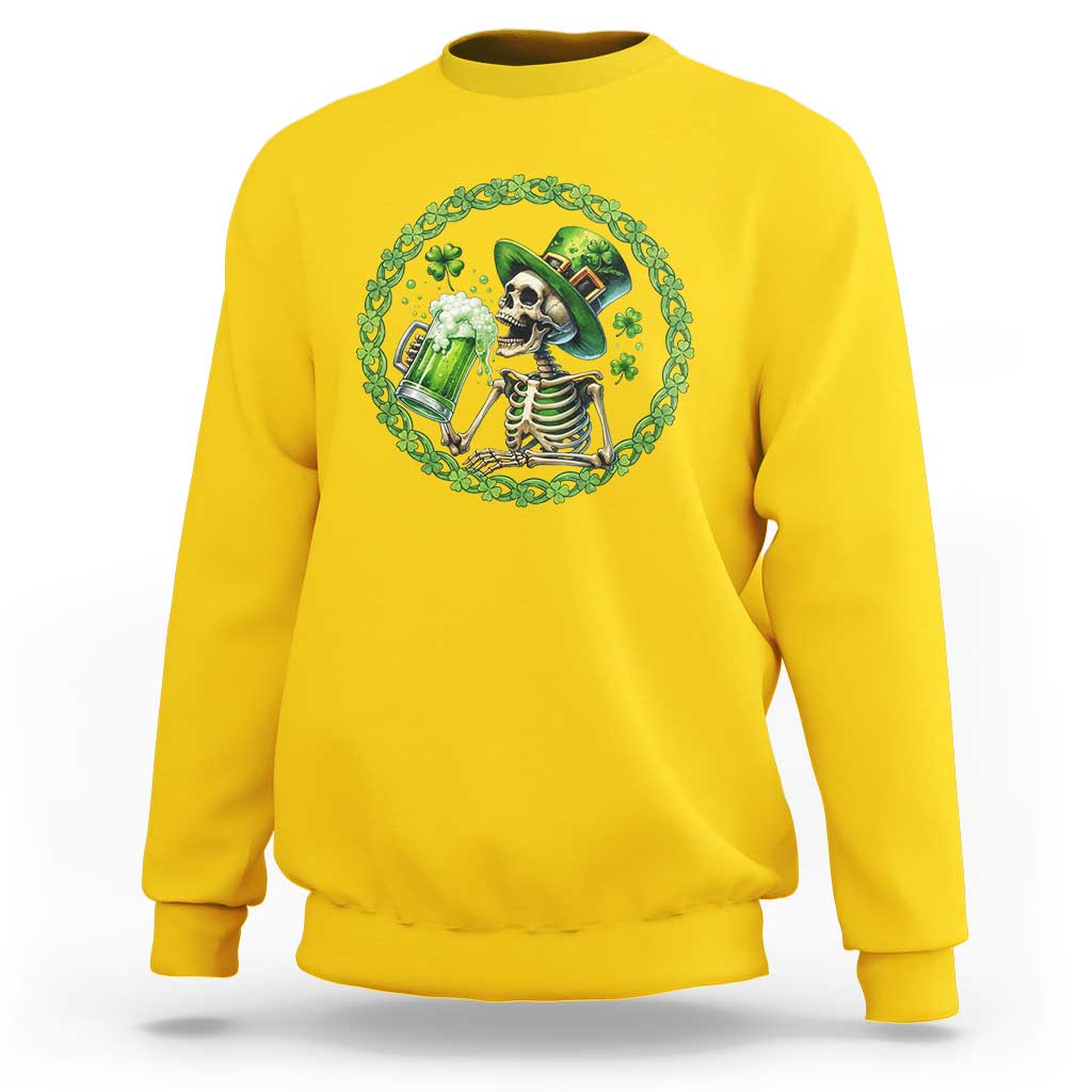Lucky Irish Skeleton St Patricks Day Sweatshirt Beer Lover