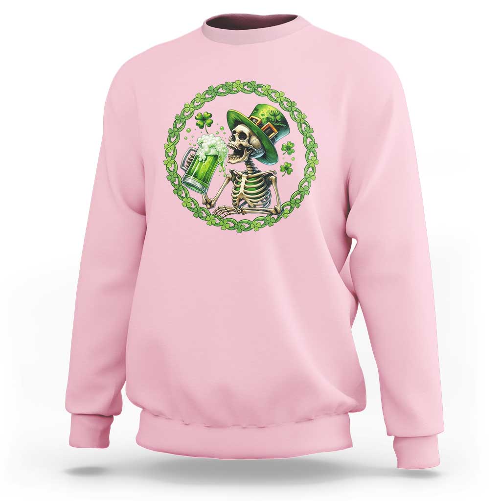 Lucky Irish Skeleton St Patricks Day Sweatshirt Beer Lover