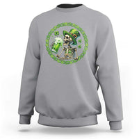 Lucky Irish Skeleton St Patricks Day Sweatshirt Beer Lover