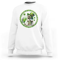 Lucky Irish Skeleton St Patricks Day Sweatshirt Beer Lover