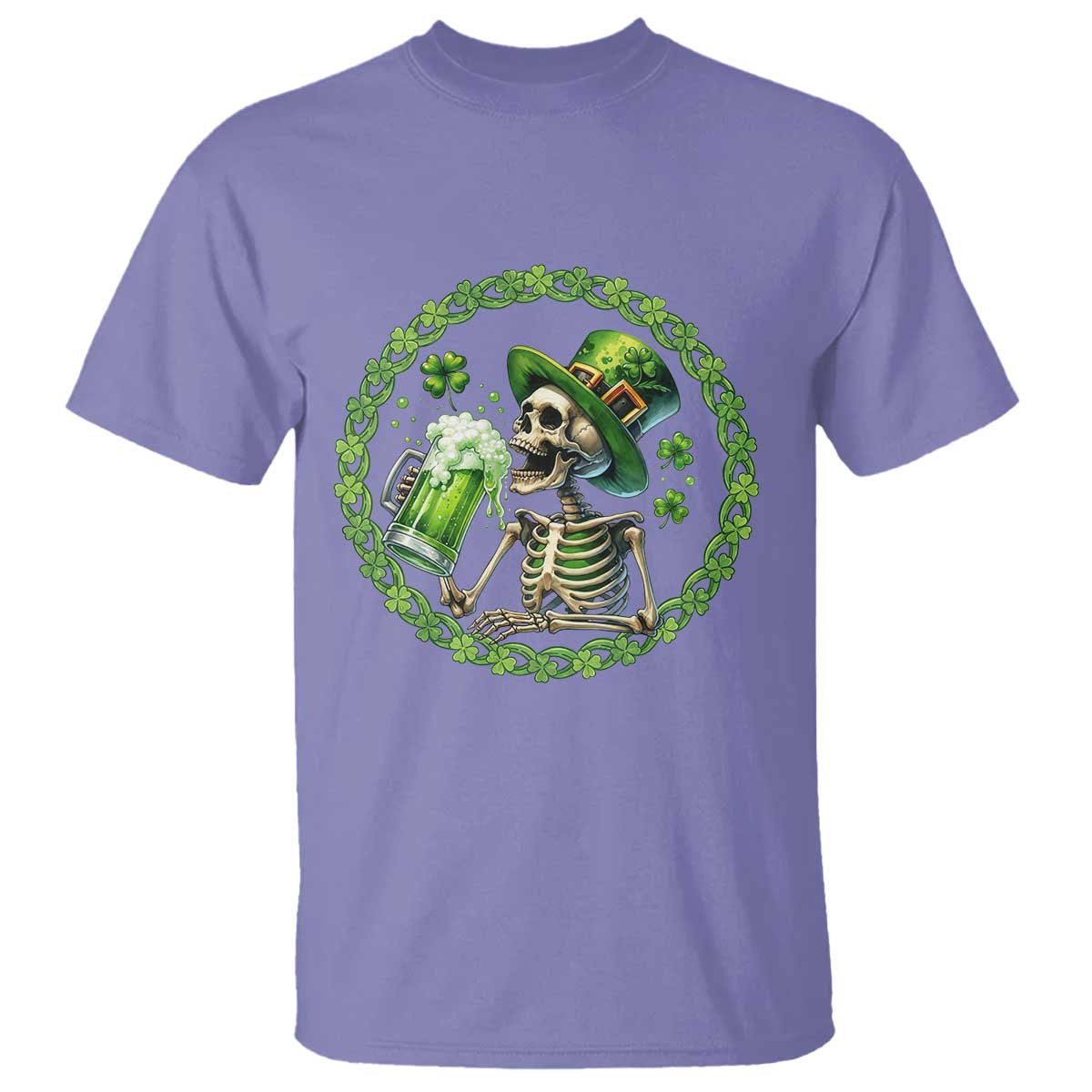 Lucky Irish Skeleton St Patricks Day T Shirt Beer Lover
