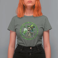 Lucky Irish Skeleton St Patricks Day T Shirt For Women Beer Lover