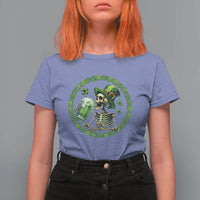 Lucky Irish Skeleton St Patricks Day T Shirt For Women Beer Lover