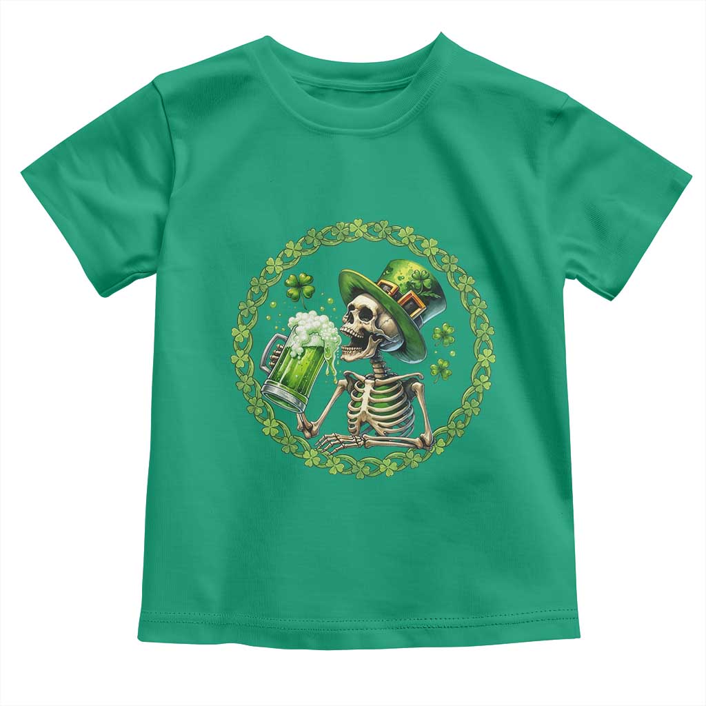Lucky Irish Skeleton St Patricks Day Toddler T Shirt Beer Lover