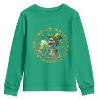 Lucky Irish Skeleton St Patricks Day Youth Sweatshirt Beer Lover