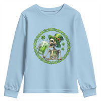 Lucky Irish Skeleton St Patricks Day Youth Sweatshirt Beer Lover