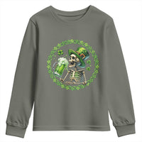 Lucky Irish Skeleton St Patricks Day Youth Sweatshirt Beer Lover