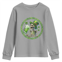 Lucky Irish Skeleton St Patricks Day Youth Sweatshirt Beer Lover