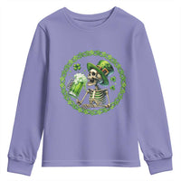 Lucky Irish Skeleton St Patricks Day Youth Sweatshirt Beer Lover