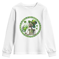 Lucky Irish Skeleton St Patricks Day Youth Sweatshirt Beer Lover