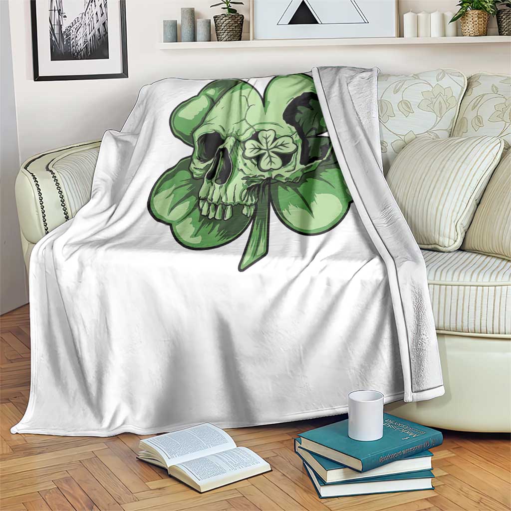 St Patricks Day Lucky Shamrock Skull Gift Throw Blanket
