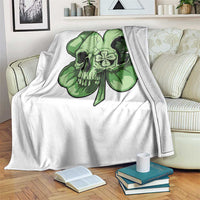 St Patricks Day Lucky Shamrock Skull Gift Throw Blanket
