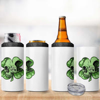 St Patricks Day Lucky Shamrock Skull Gift 4 in 1 Can Cooler Tumbler
