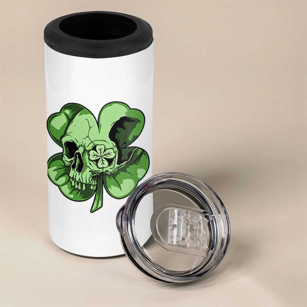 St Patricks Day Lucky Shamrock Skull Gift 4 in 1 Can Cooler Tumbler