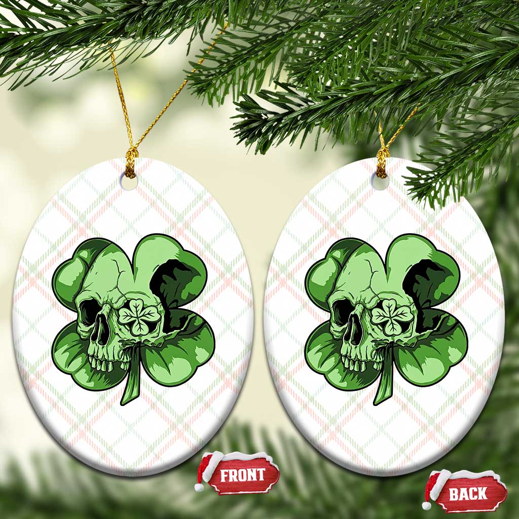 St Patricks Day Lucky Shamrock Skull Gift Ceramic Ornament