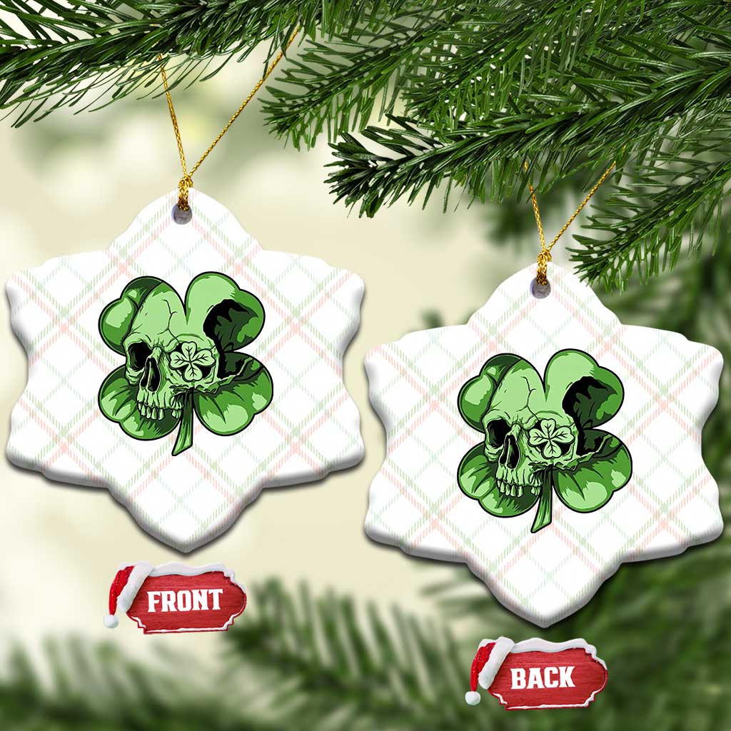 St Patricks Day Lucky Shamrock Skull Gift Ceramic Ornament