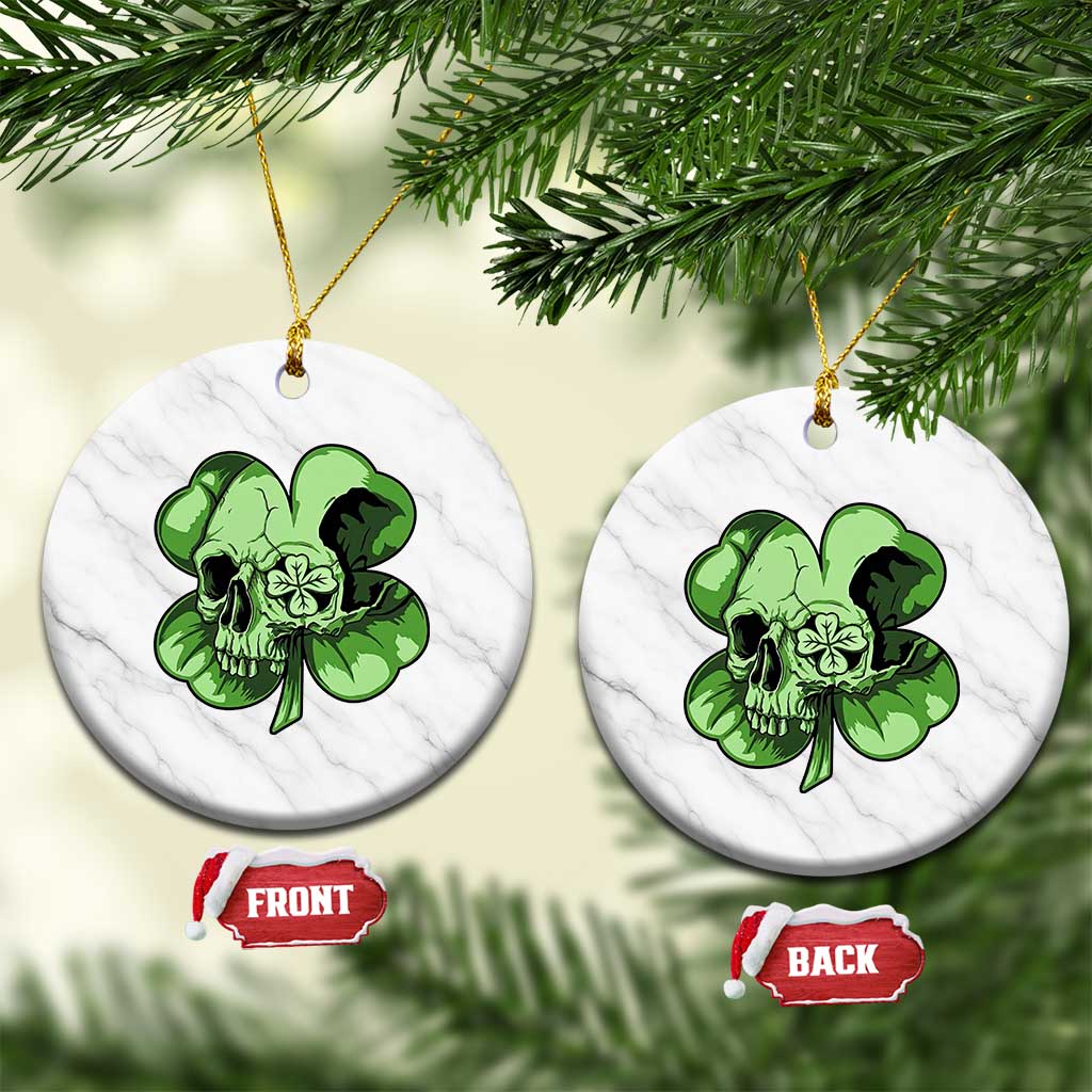St Patricks Day Lucky Shamrock Skull Gift Ceramic Ornament