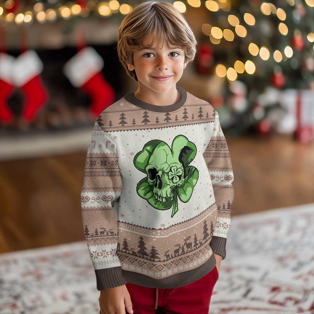 St Patricks Day Lucky Shamrock Skull Gift Ugly Christmas Sweater