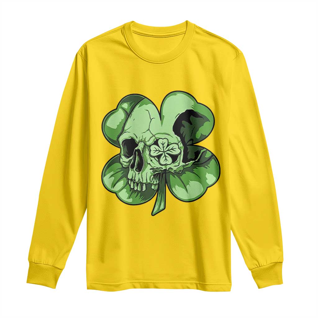 St Patricks Day Lucky Shamrock Skull Gift Long Sleeve Shirt