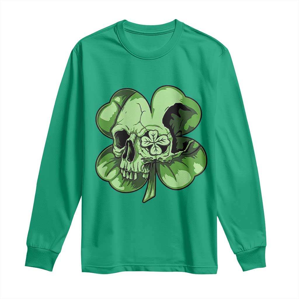 St Patricks Day Lucky Shamrock Skull Gift Long Sleeve Shirt