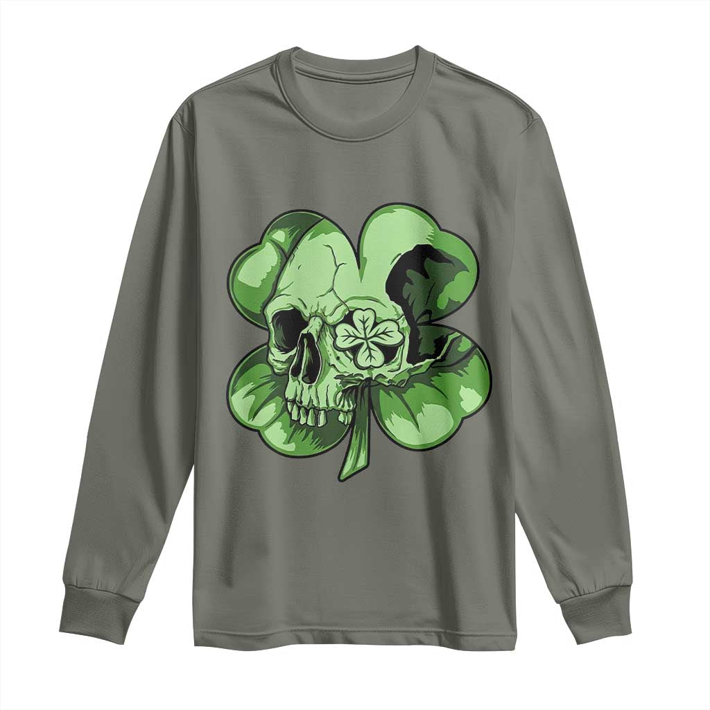 St Patricks Day Lucky Shamrock Skull Gift Long Sleeve Shirt