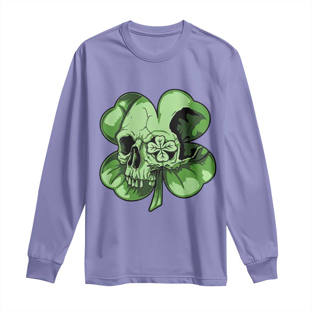 St Patricks Day Lucky Shamrock Skull Gift Long Sleeve Shirt