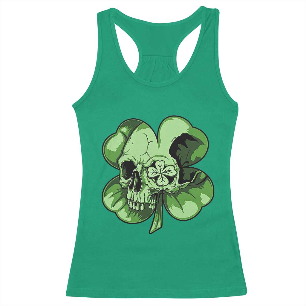 St Patricks Day Lucky Shamrock Skull Gift Racerback Tank Top