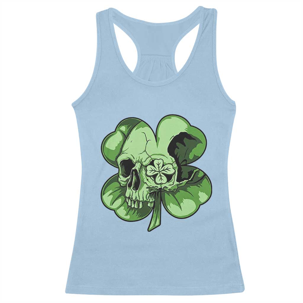St Patricks Day Lucky Shamrock Skull Gift Racerback Tank Top