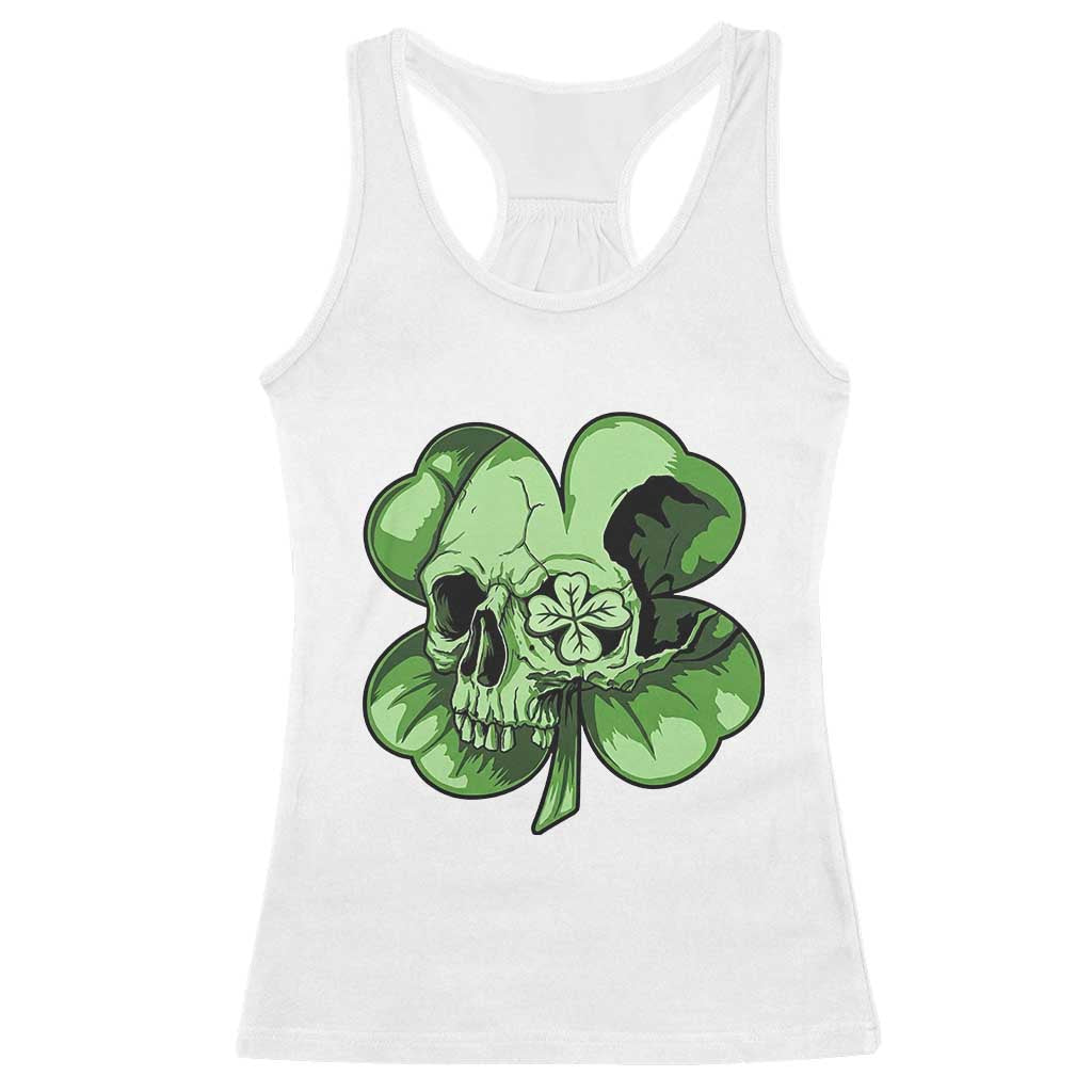 St Patricks Day Lucky Shamrock Skull Gift Racerback Tank Top