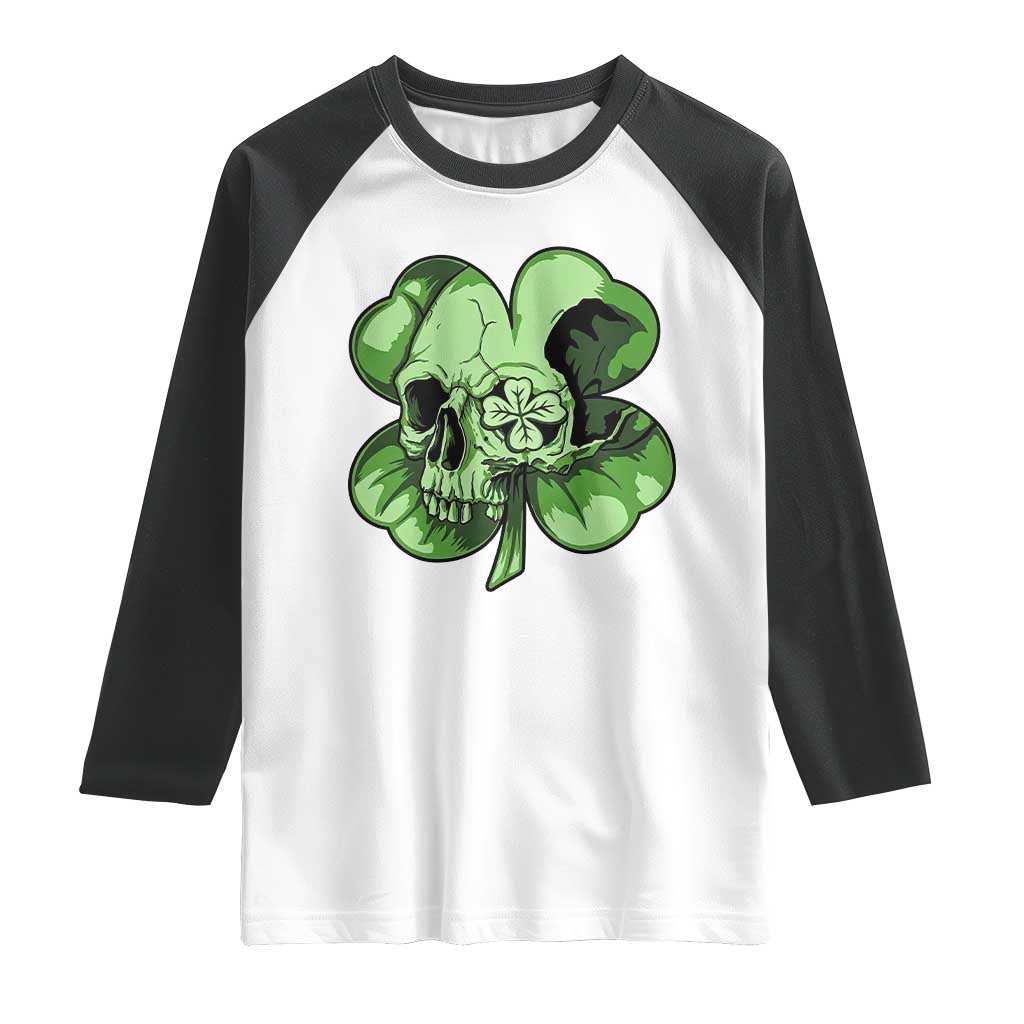 St Patricks Day Lucky Shamrock Skull Gift Raglan Shirt