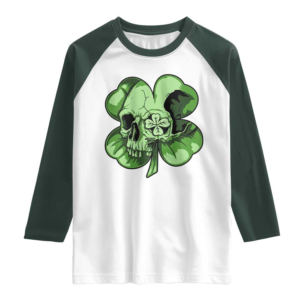 St Patricks Day Lucky Shamrock Skull Gift Raglan Shirt