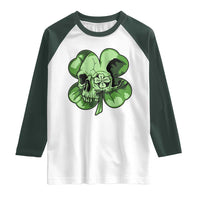 St Patricks Day Lucky Shamrock Skull Gift Raglan Shirt