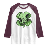 St Patricks Day Lucky Shamrock Skull Gift Raglan Shirt