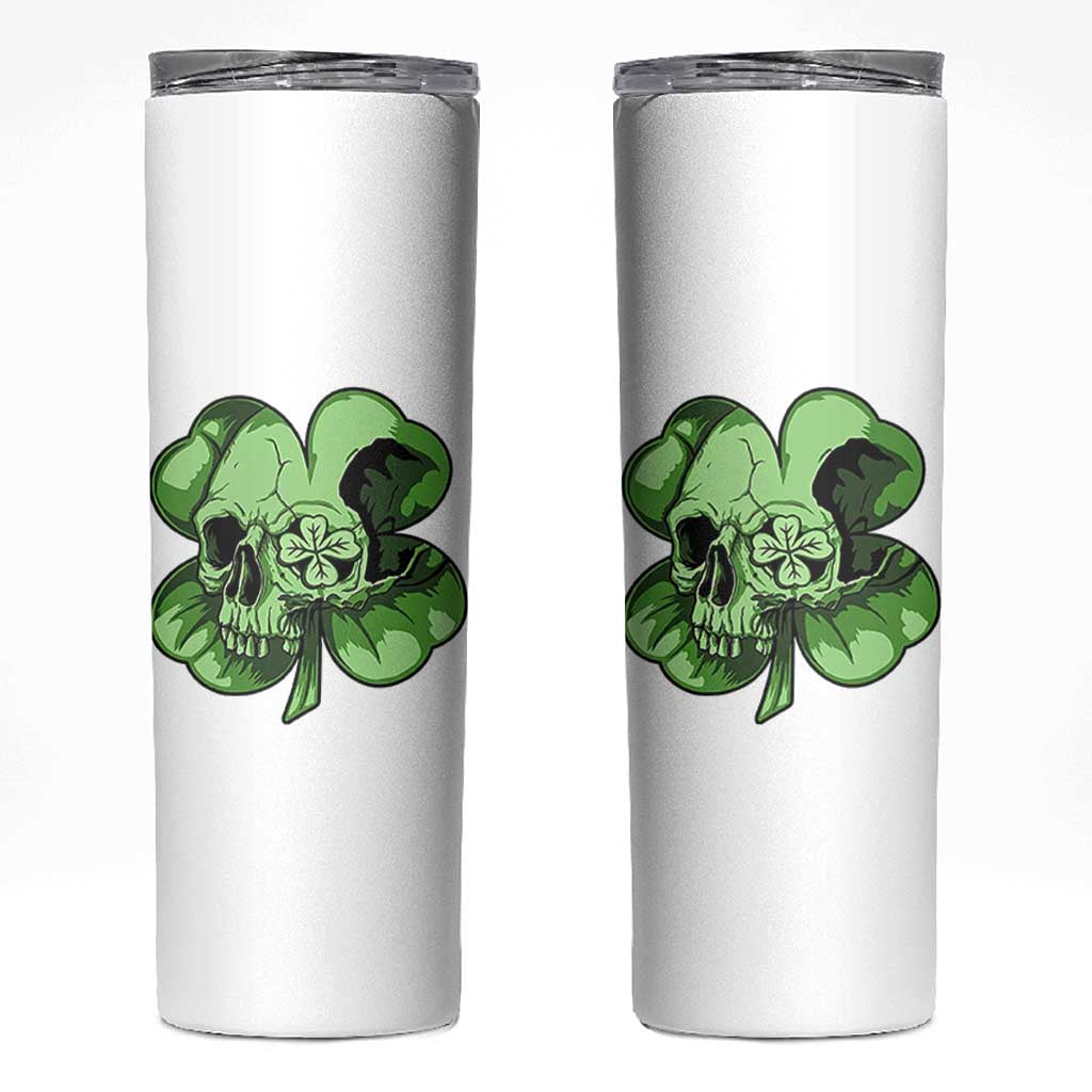St Patricks Day Lucky Shamrock Skull Gift Skinny Tumbler
