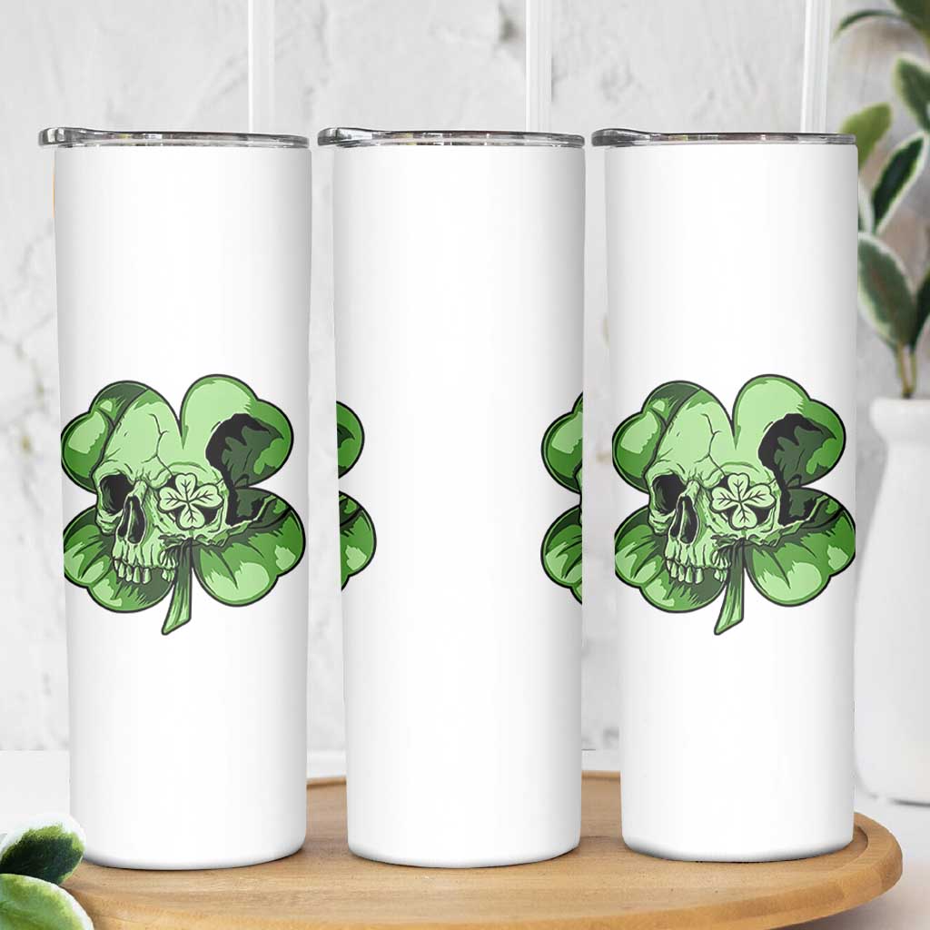 St Patricks Day Lucky Shamrock Skull Gift Skinny Tumbler