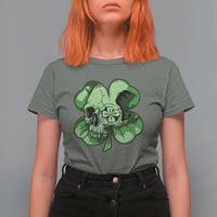 St Patricks Day Lucky Shamrock Skull Gift T Shirt For Women
