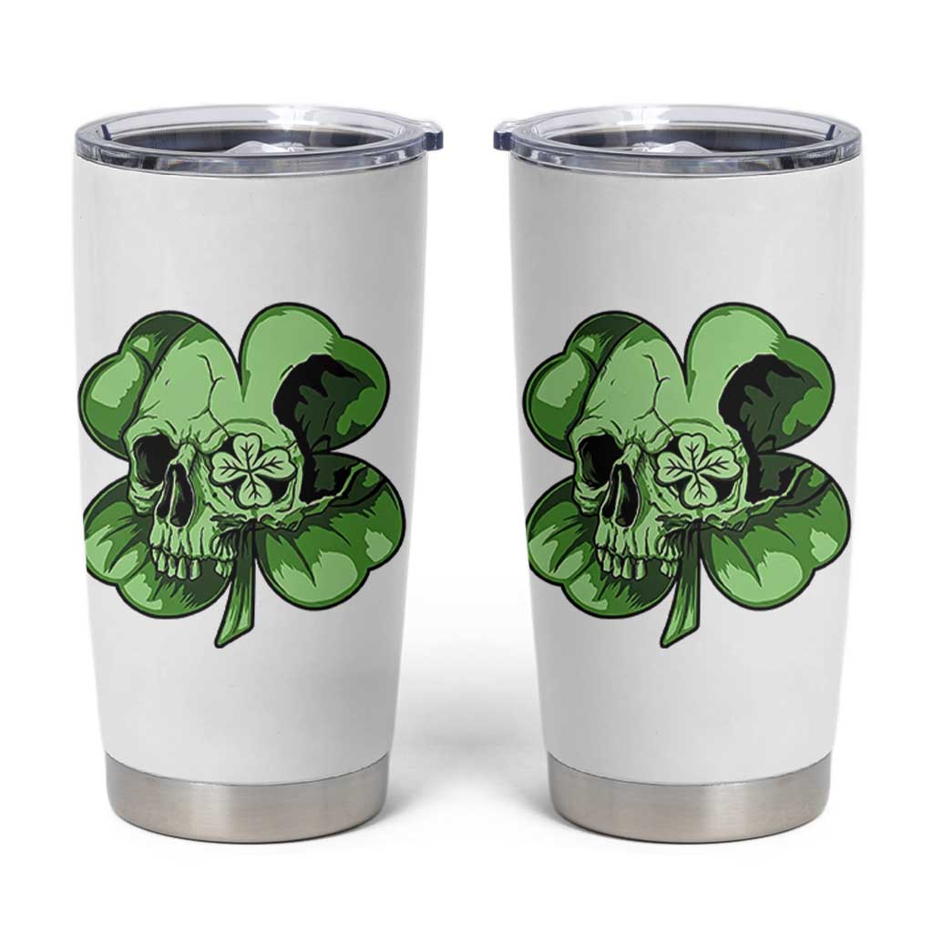 St Patricks Day Lucky Shamrock Skull Gift Tumbler Cup
