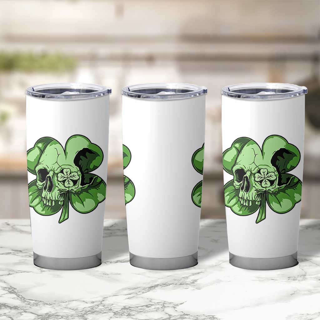St Patricks Day Lucky Shamrock Skull Gift Tumbler Cup
