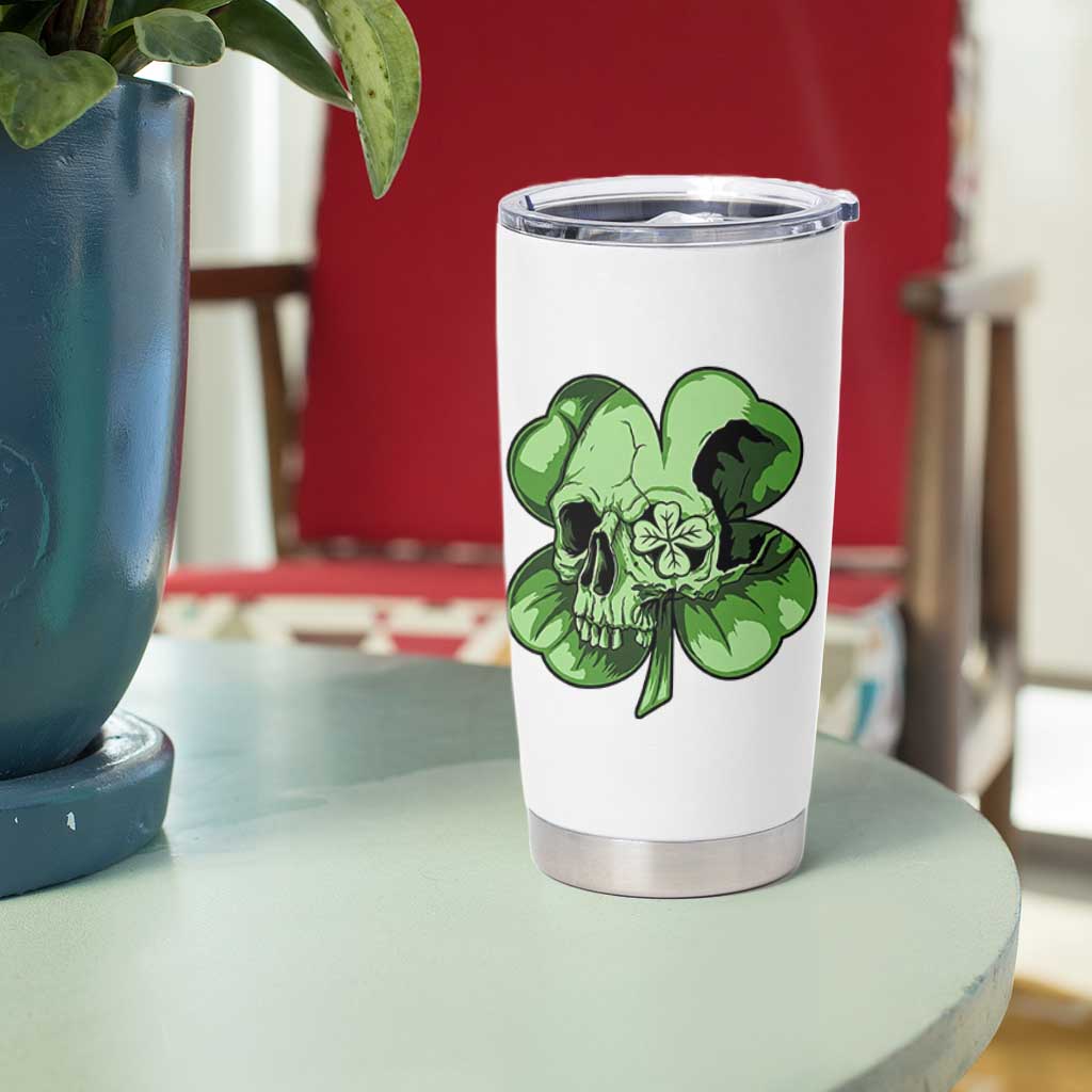 St Patricks Day Lucky Shamrock Skull Gift Tumbler Cup