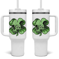 St Patricks Day Lucky Shamrock Skull Gift Tumbler With Handle