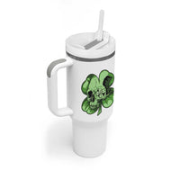 St Patricks Day Lucky Shamrock Skull Gift Tumbler With Handle