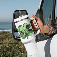 St Patricks Day Lucky Shamrock Skull Gift Tumbler With Handle